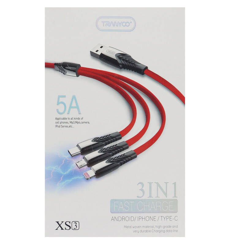 کابل شارژر ترانیو XS3 (کابل 3 سر)