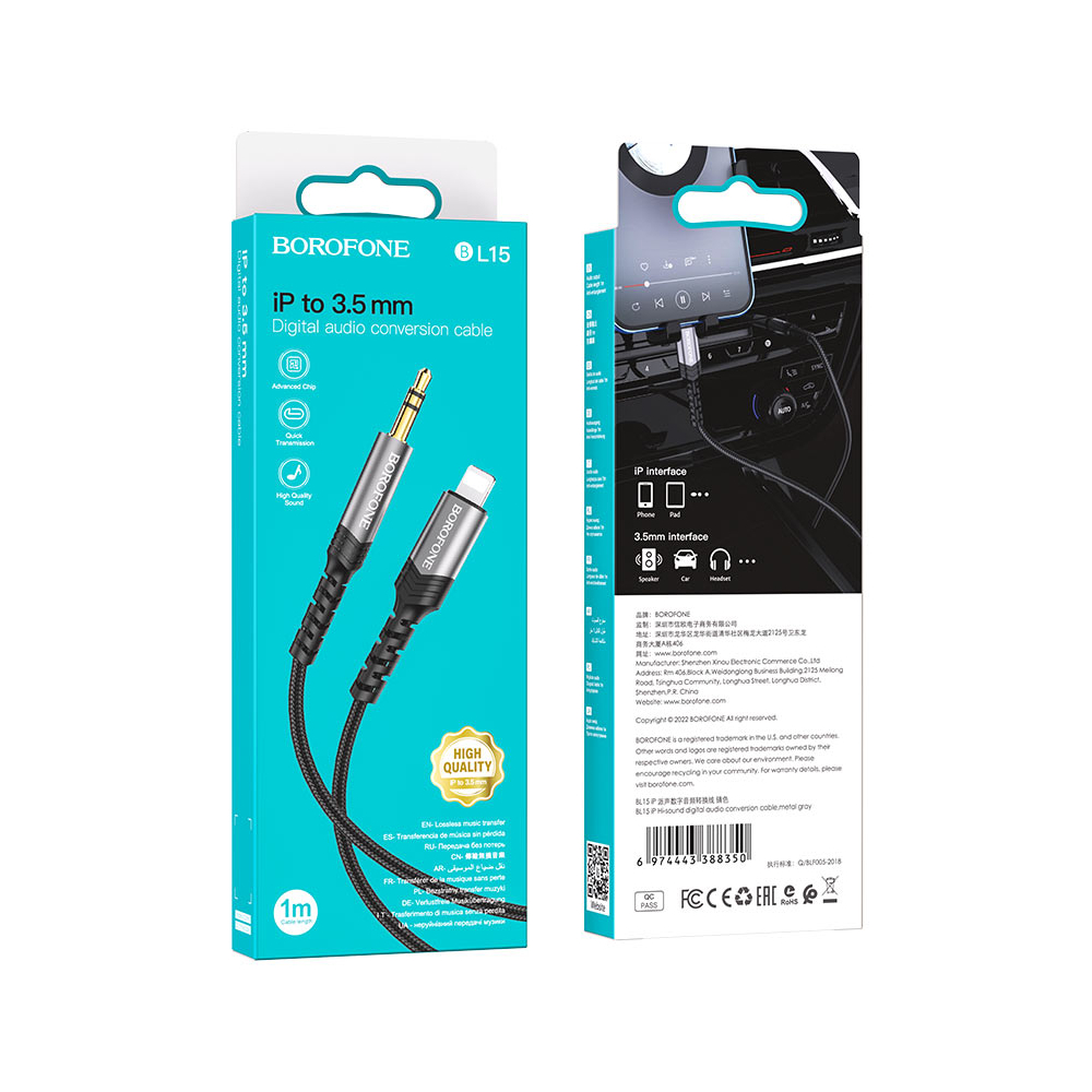 کابل AUX صدا به لایتنینگ(اپل) بوروفون BL15