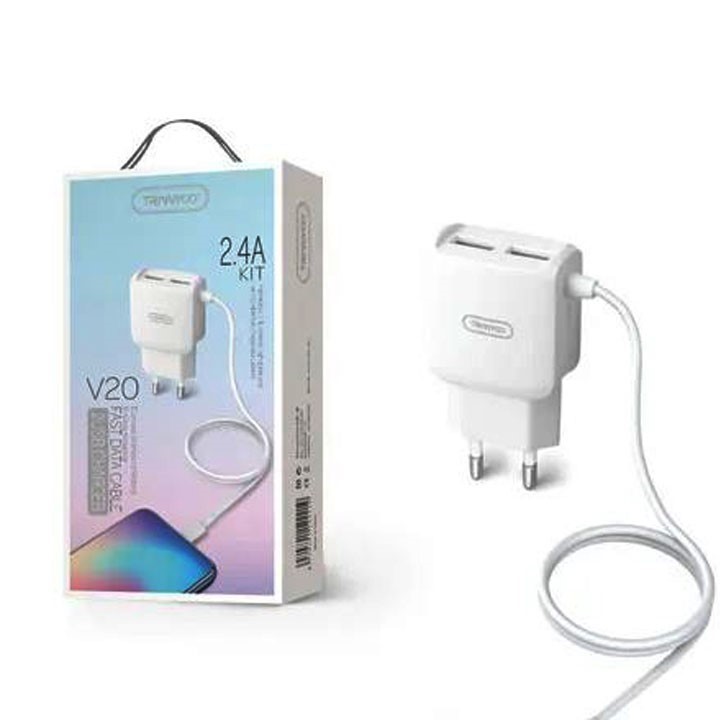شارژر دیواری ترانیو V20(میکرو USB)+2پورت